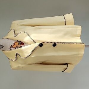 Vintage yellow and black blazer suit coat by sweet suit size 10 Shoulder pads.